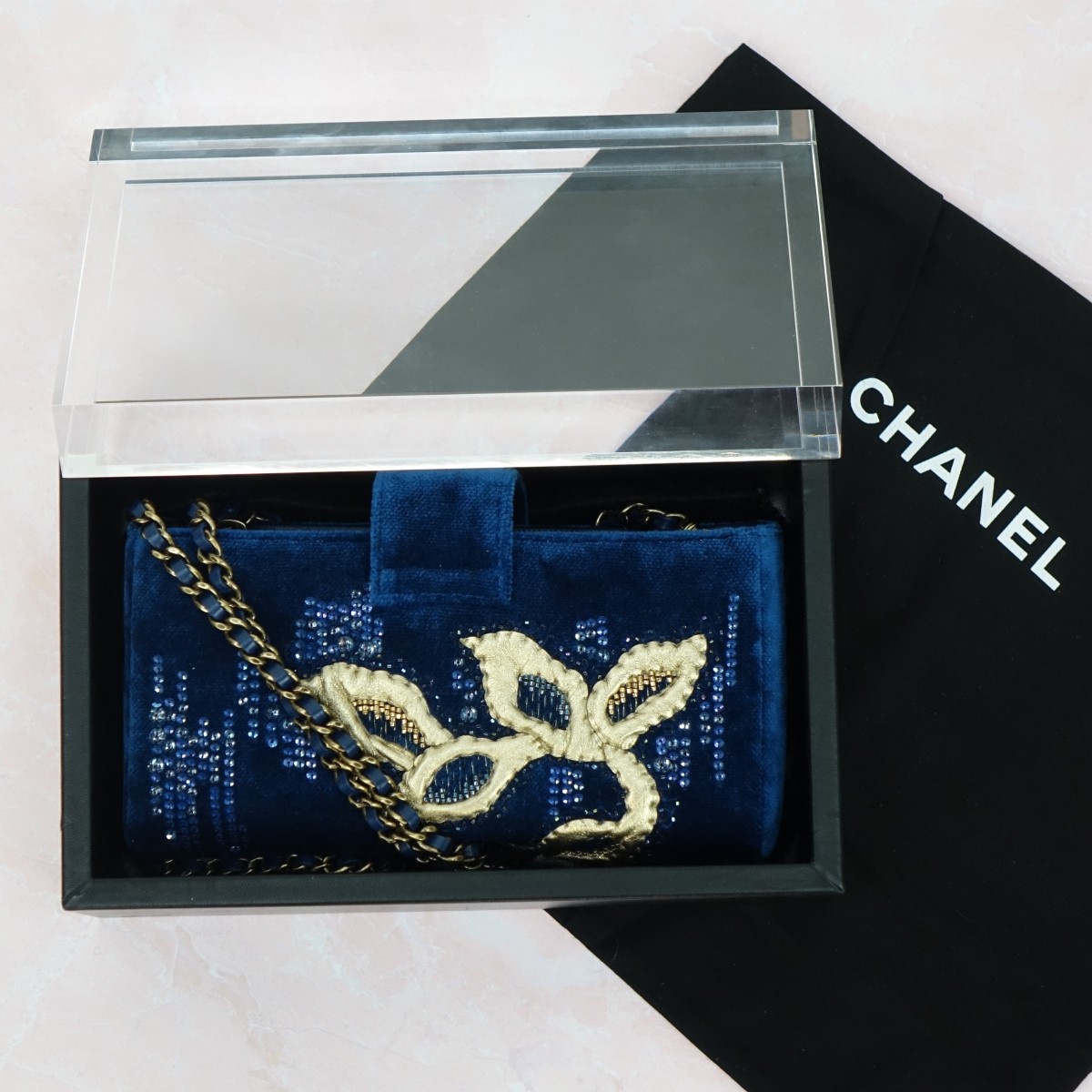 Chanel Velvet Embroidered Clutch