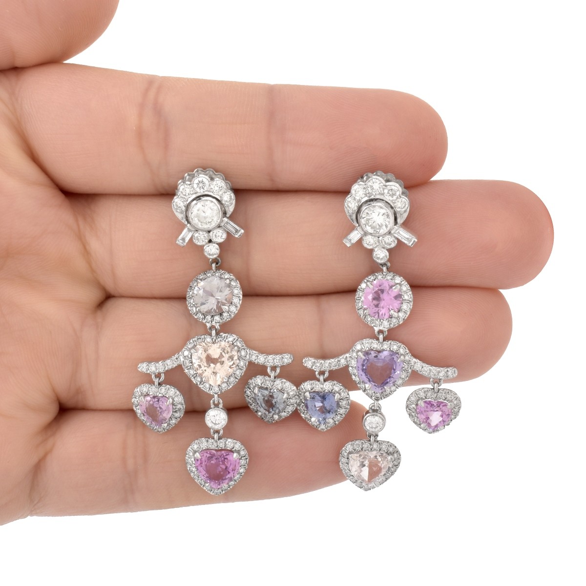 Sapphire, Diamond, Platinum and 18K Earrings