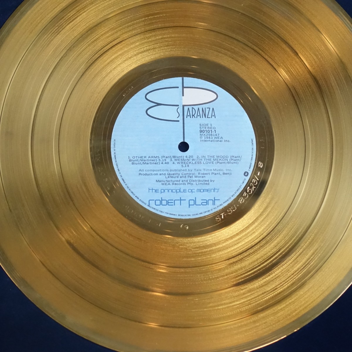 Phil Collins-Robert Plant Certified Gold LP Award