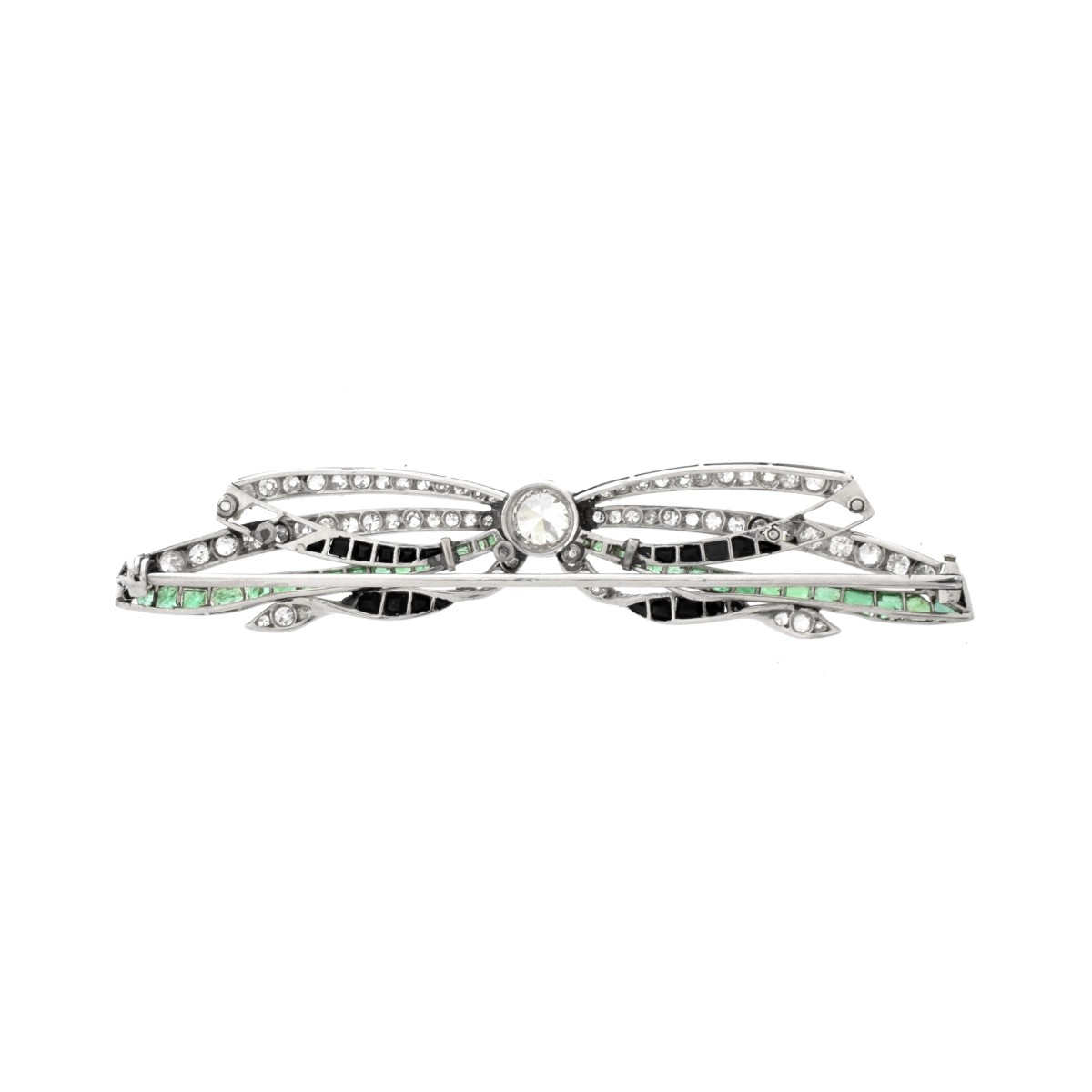 Diamond, Gemstone and Platinum Brooch