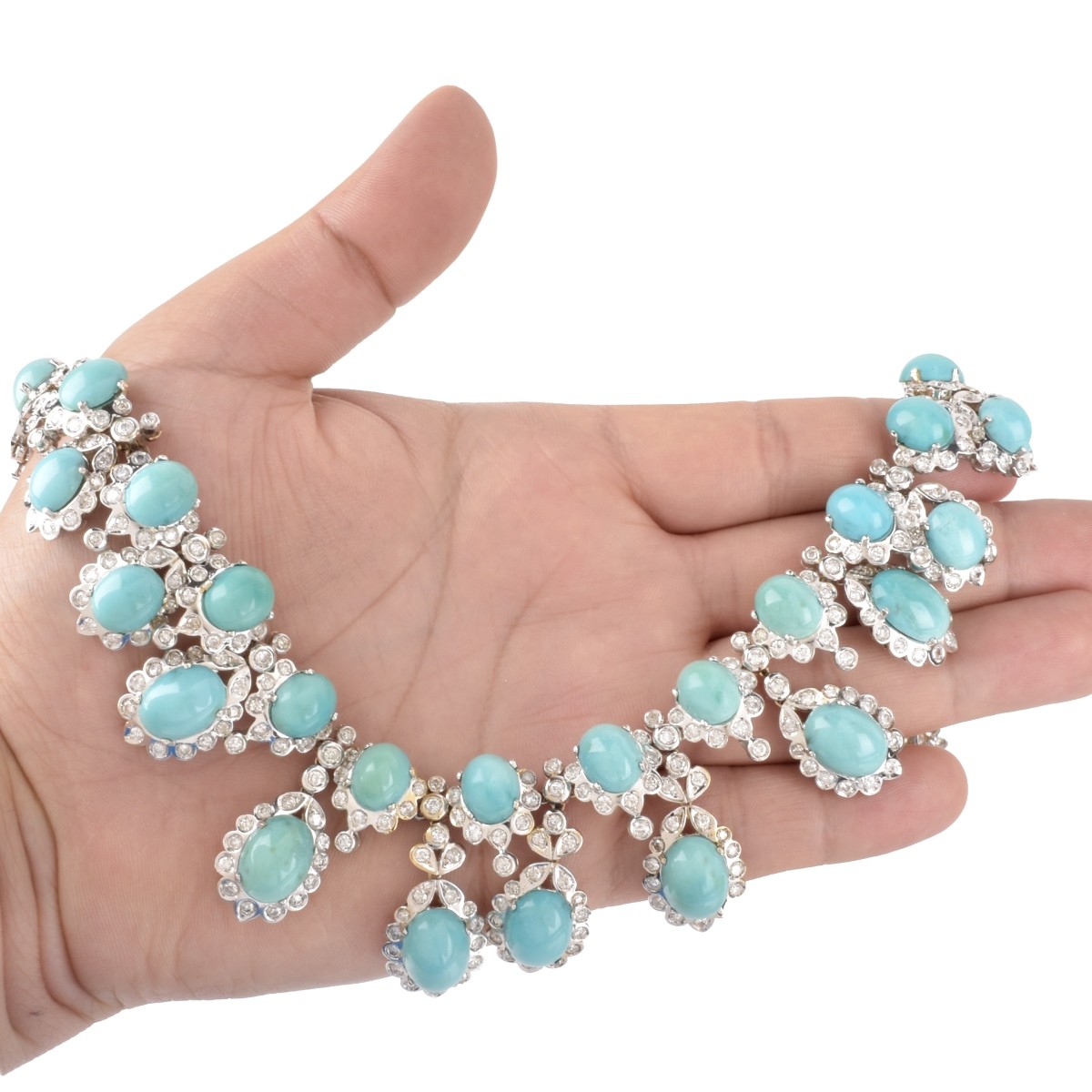 Turquoise, Diamond and 18K Necklace