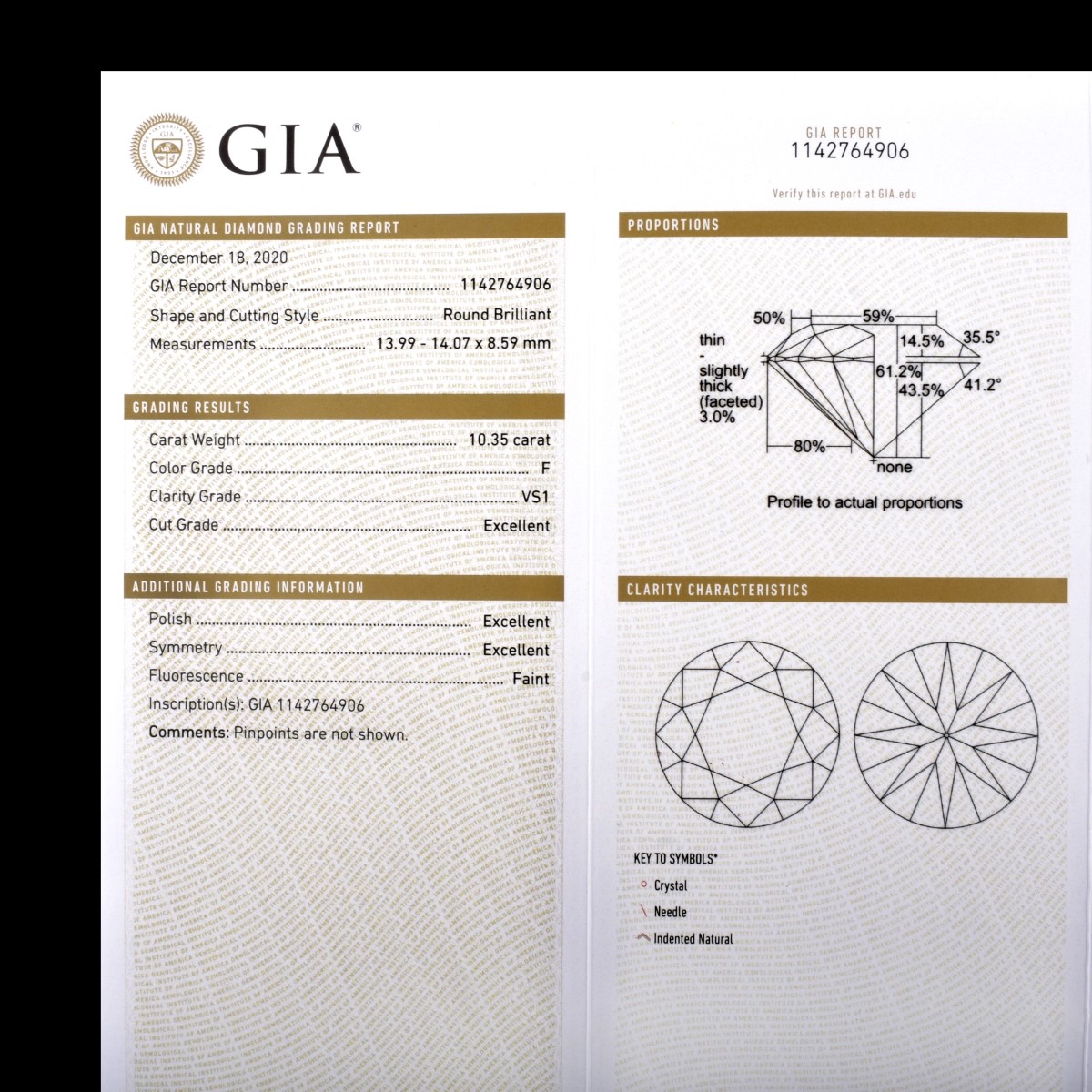 GIA 10.35ct Round Brilliant Cut Diamond