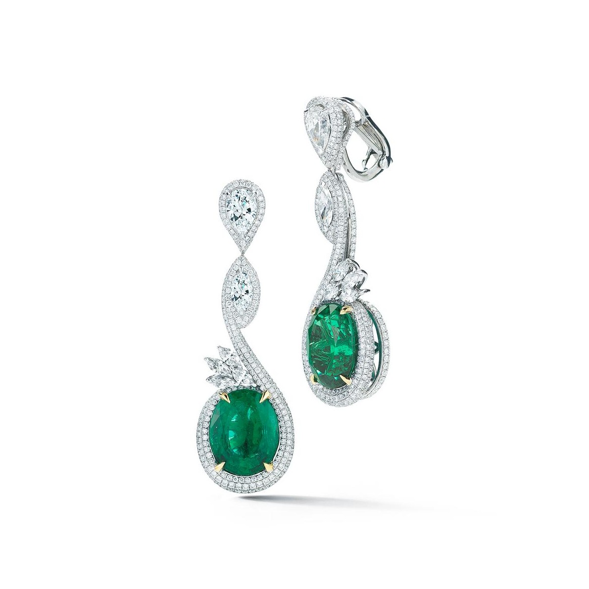 GIA Emerald and Diamond Earrings