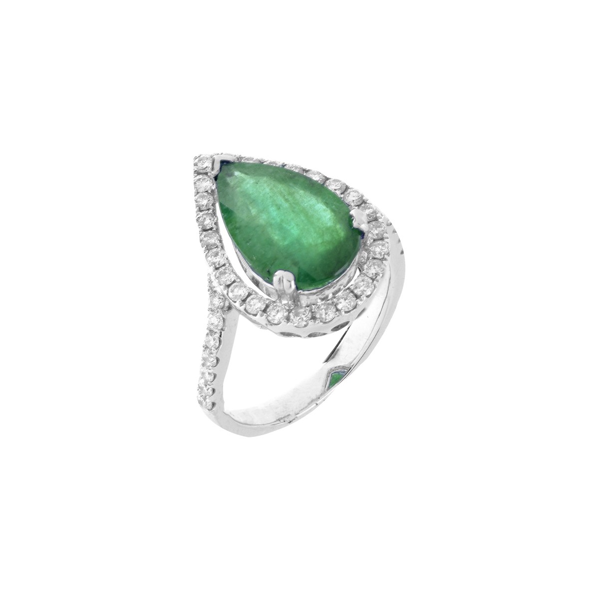 Emerald, Diamond and 14K Ring