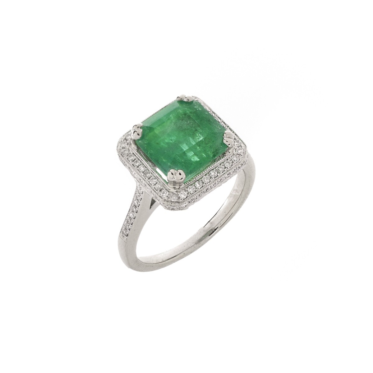 GIA Emerald, Diamond and 18K Ring