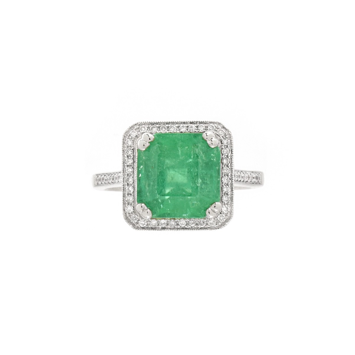 GIA Emerald, Diamond and 18K Ring