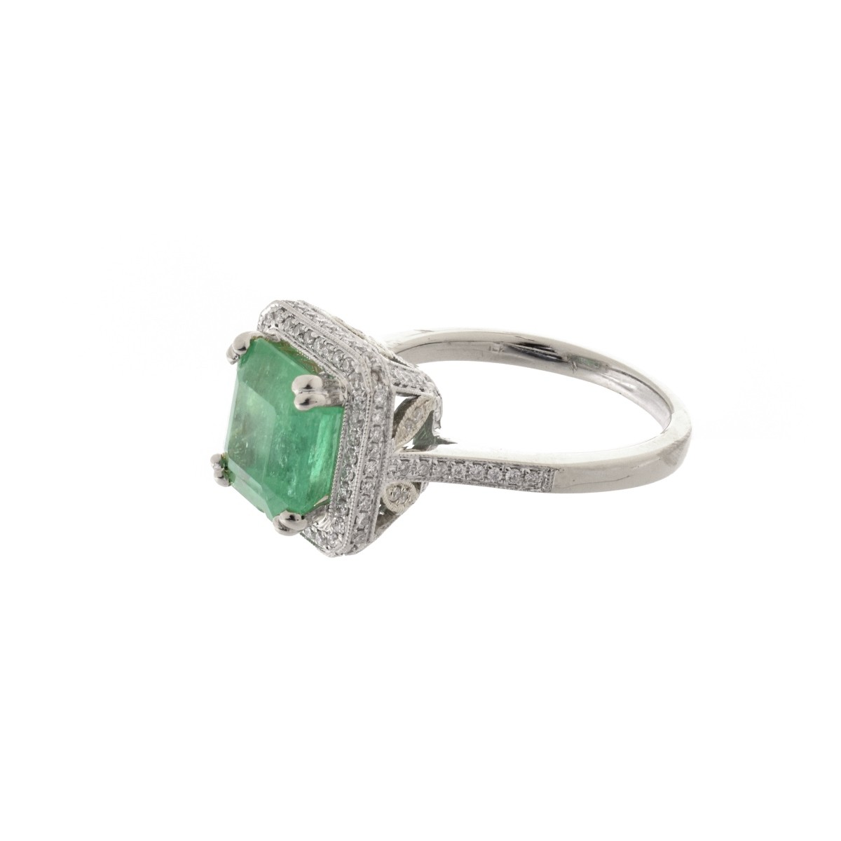 GIA Emerald, Diamond and 18K Ring