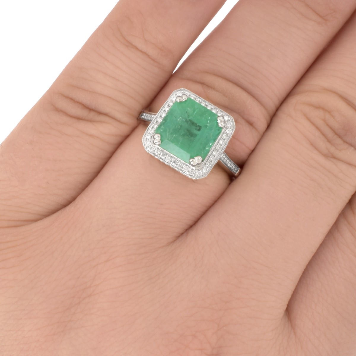 GIA Emerald, Diamond and 18K Ring