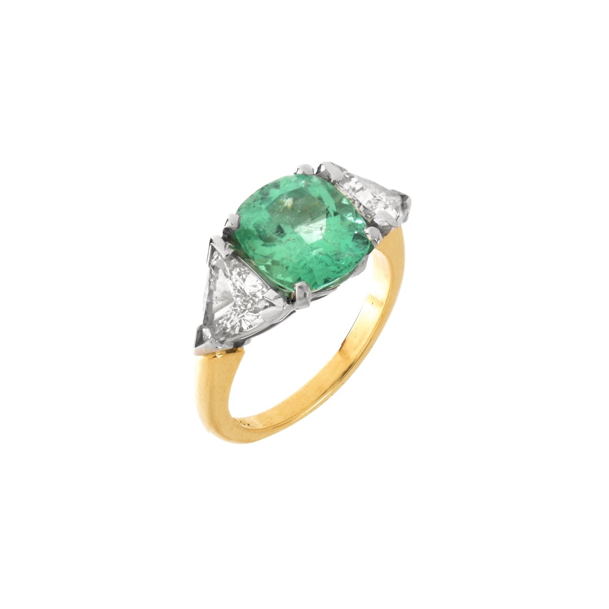 Emerald, Diamond, Platinum and 18K Ring