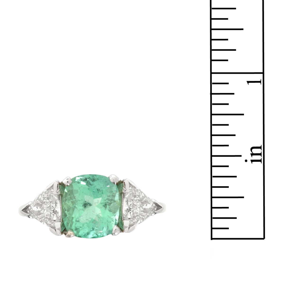 Emerald, Diamond, Platinum and 18K Ring