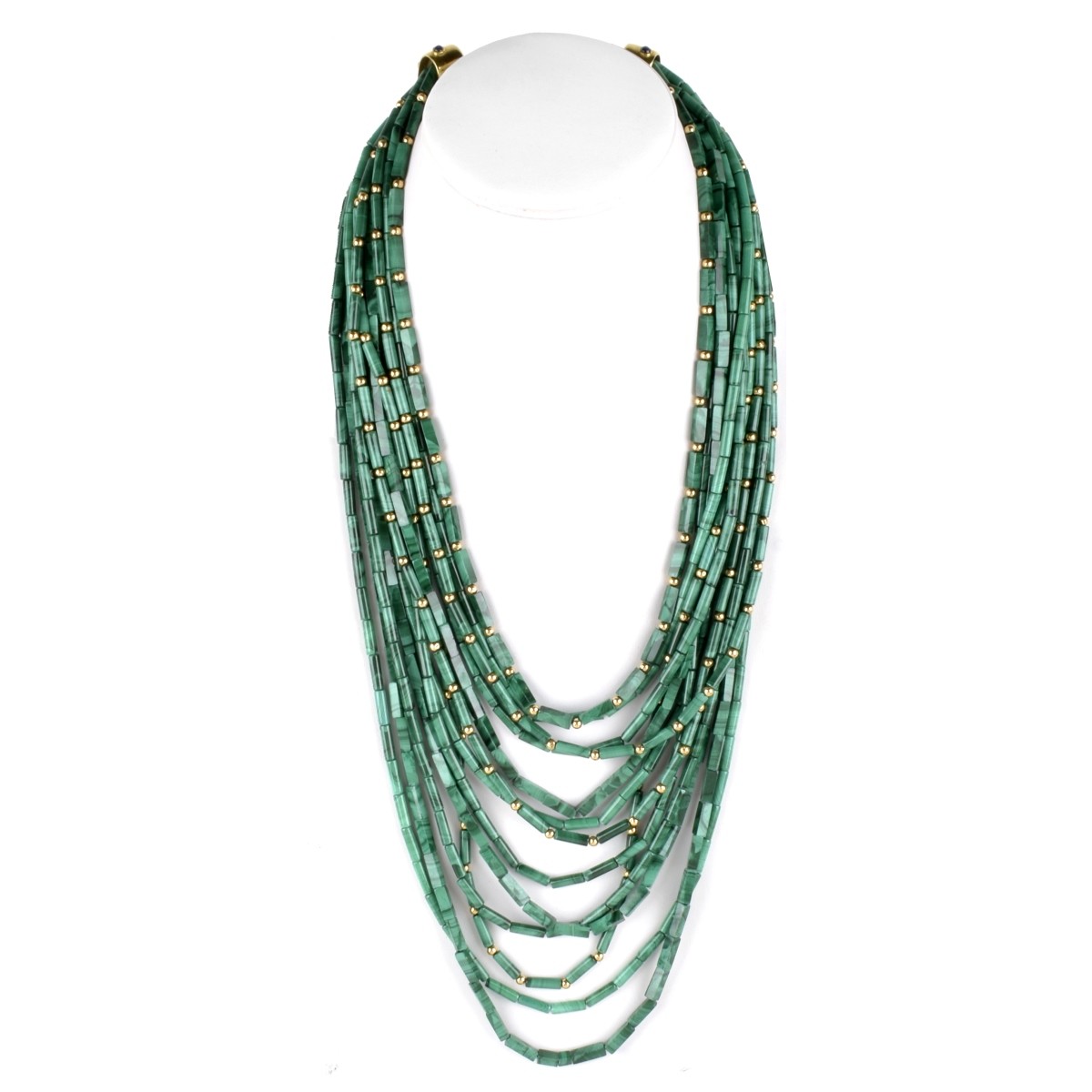 Malachite, Sapphire and 18K Necklace