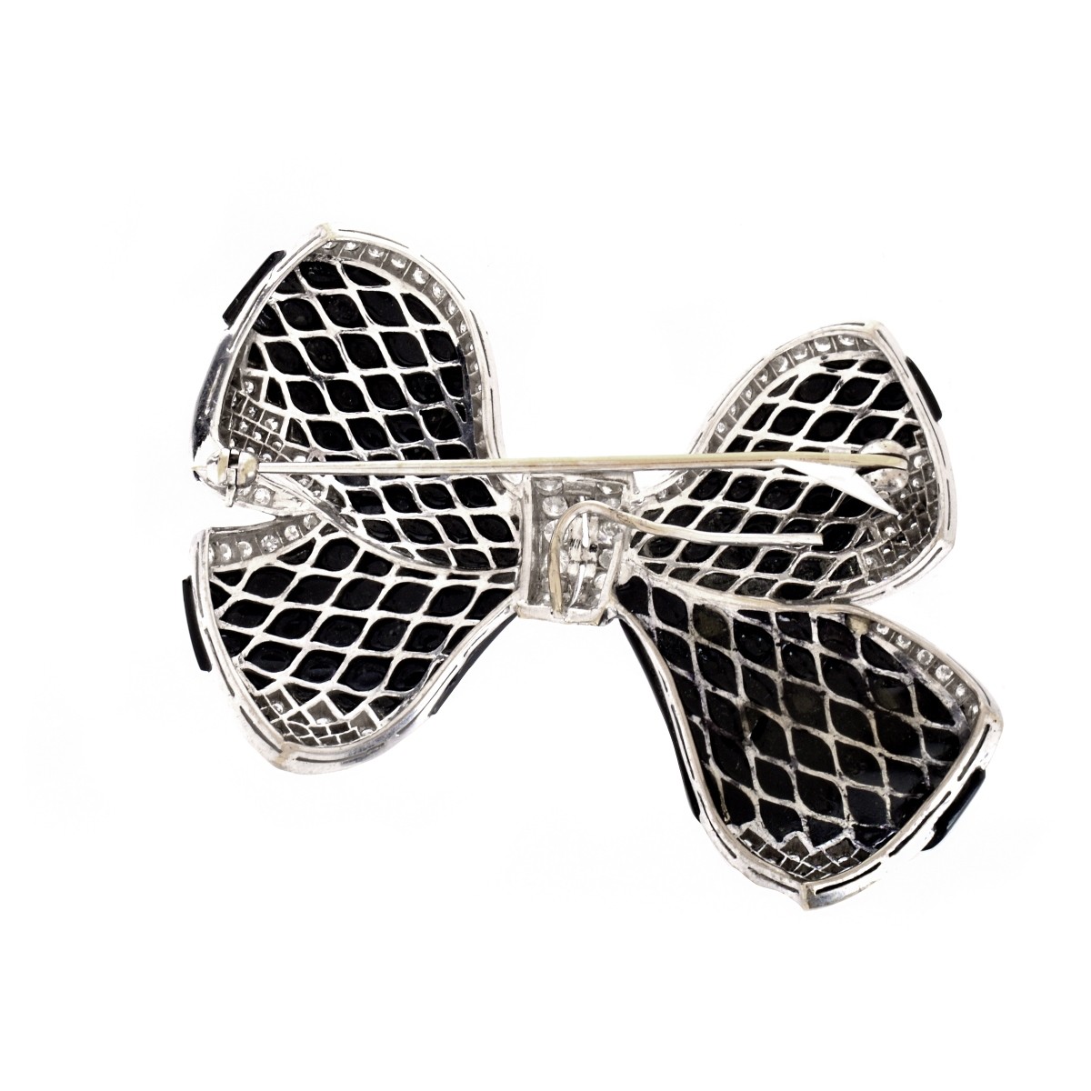 Diamond, Onyx and 18K Brooch