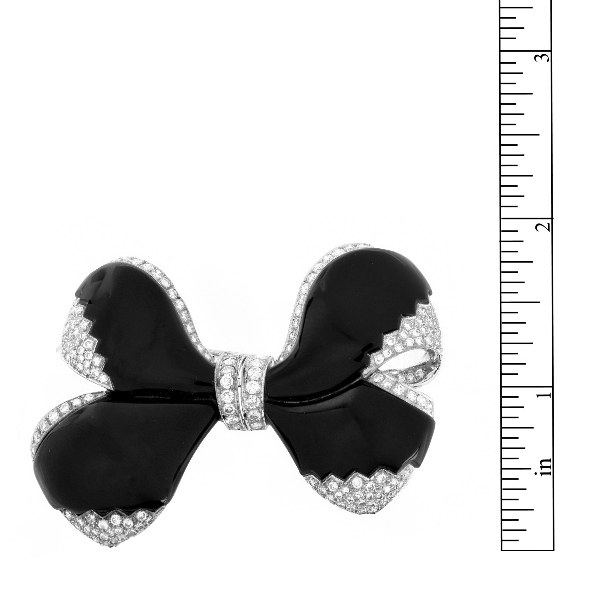 Diamond, Onyx and 18K Brooch