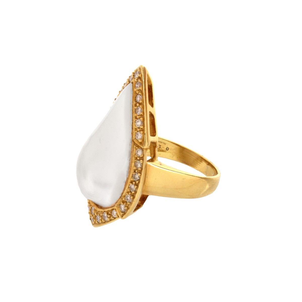 Pearl, Diamond and 18K Ring