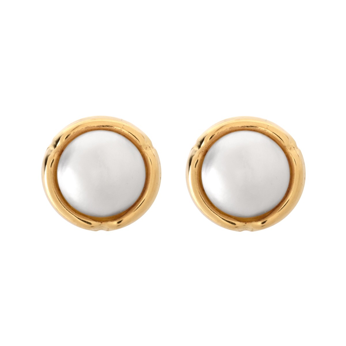 Mabe Pearl and 14K Earrings