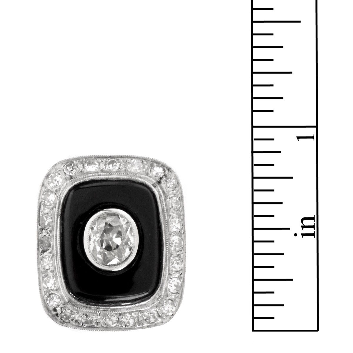 Deco Diamond, Onyx and Platinum Ring