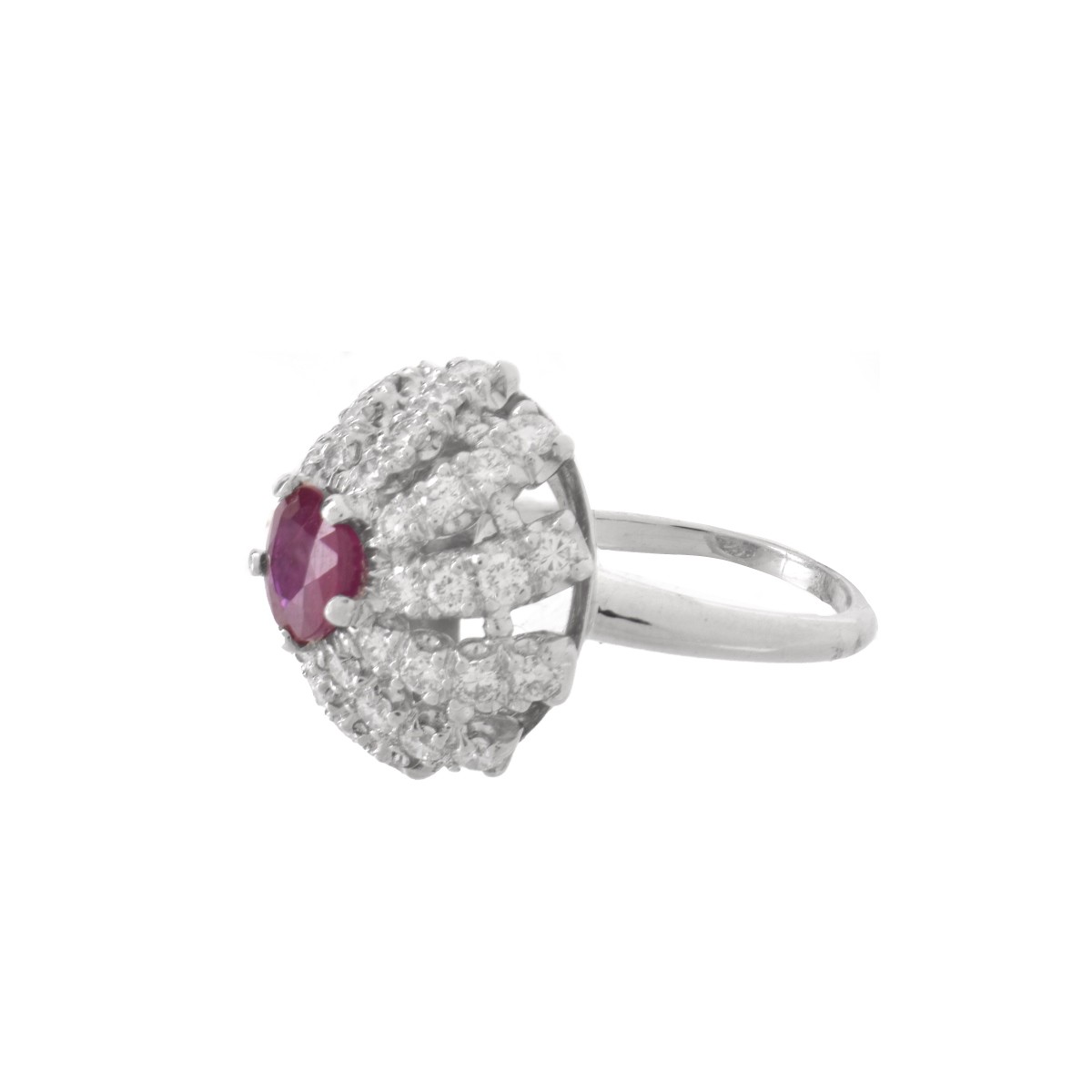 Ruby, Diamond and Platinum Ring