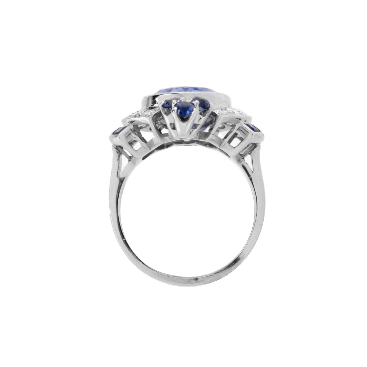 Sapphire, Diamond and Platinum Ring