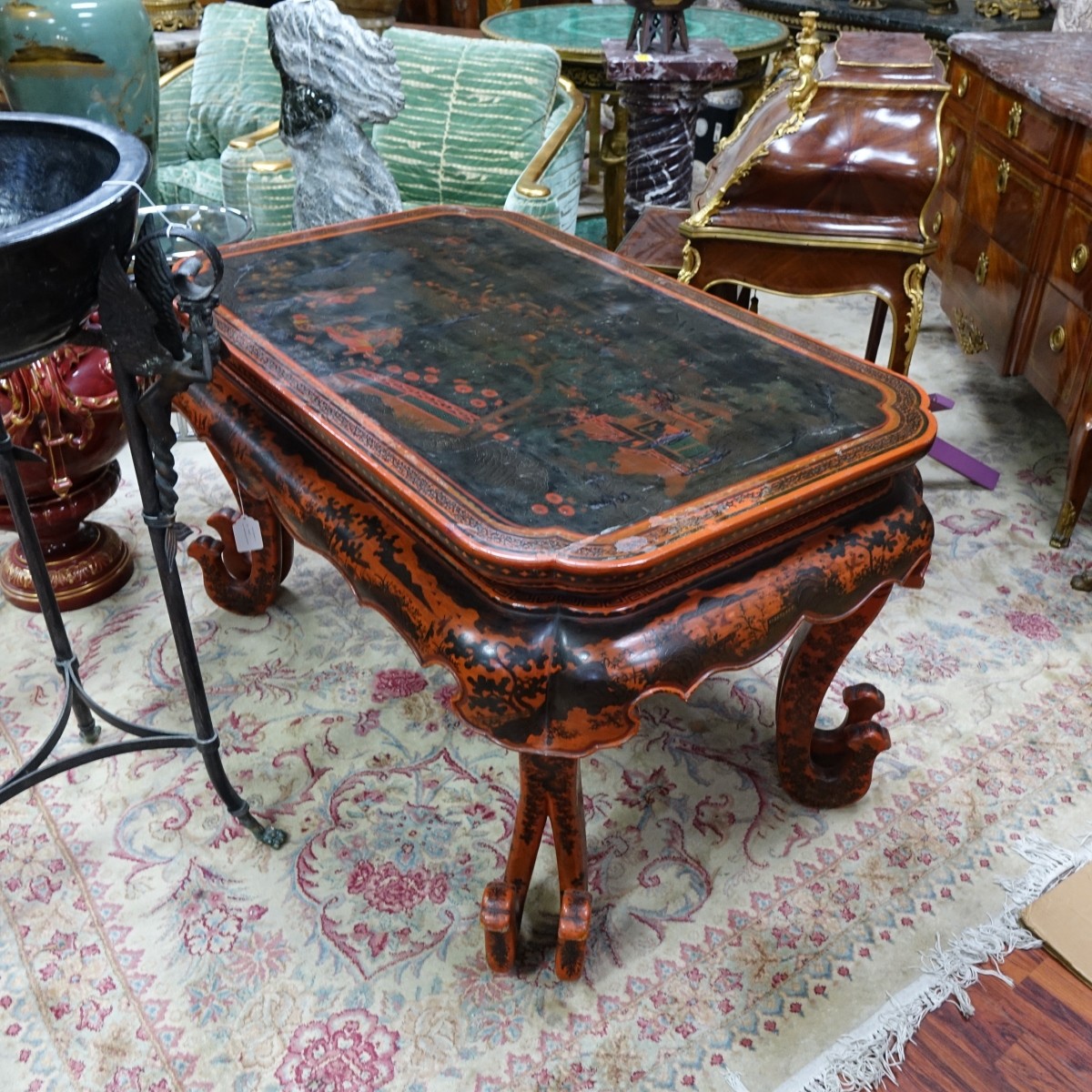 19th C. Chinese Red Lacquer Center Table