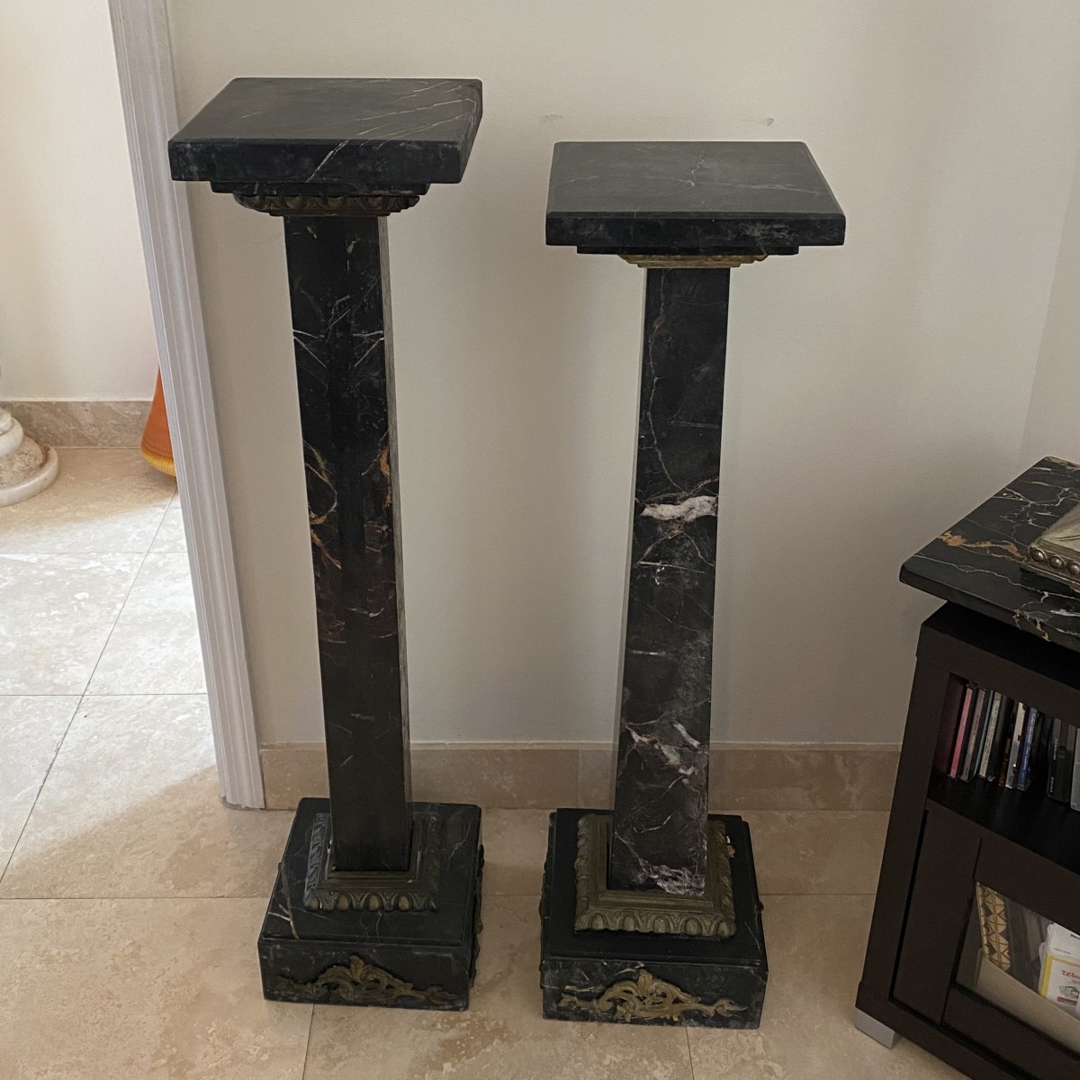 (2) French Empire Style Marble Pedestals