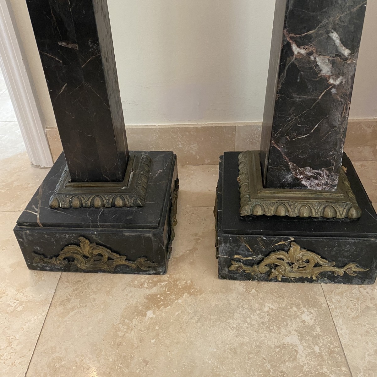 (2) French Empire Style Marble Pedestals