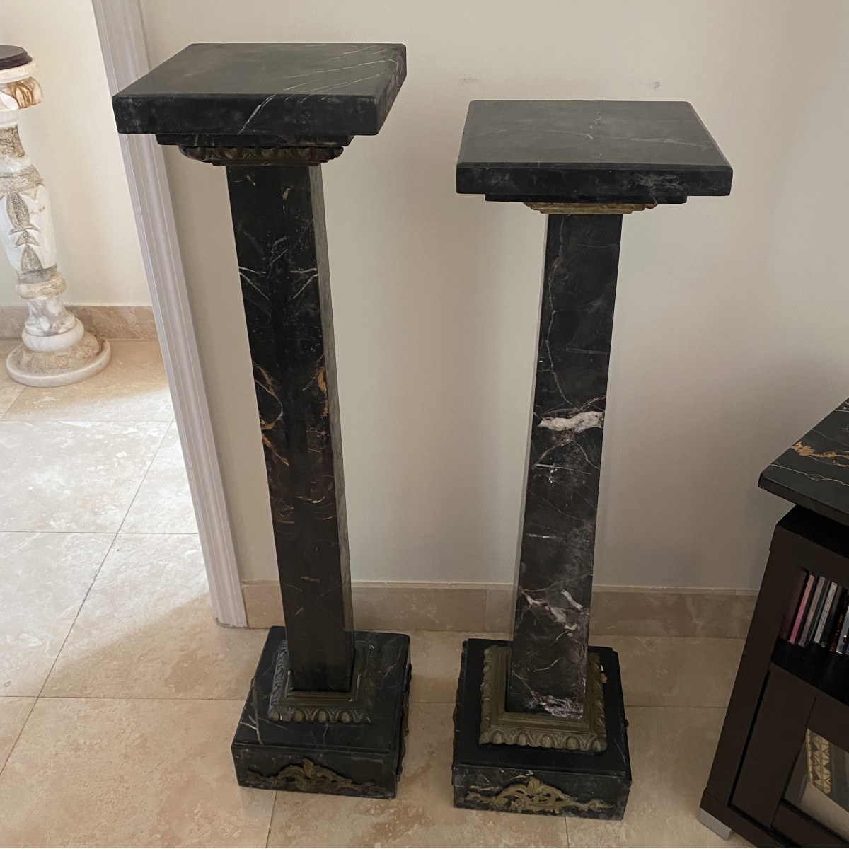 (2) French Empire Style Marble Pedestals