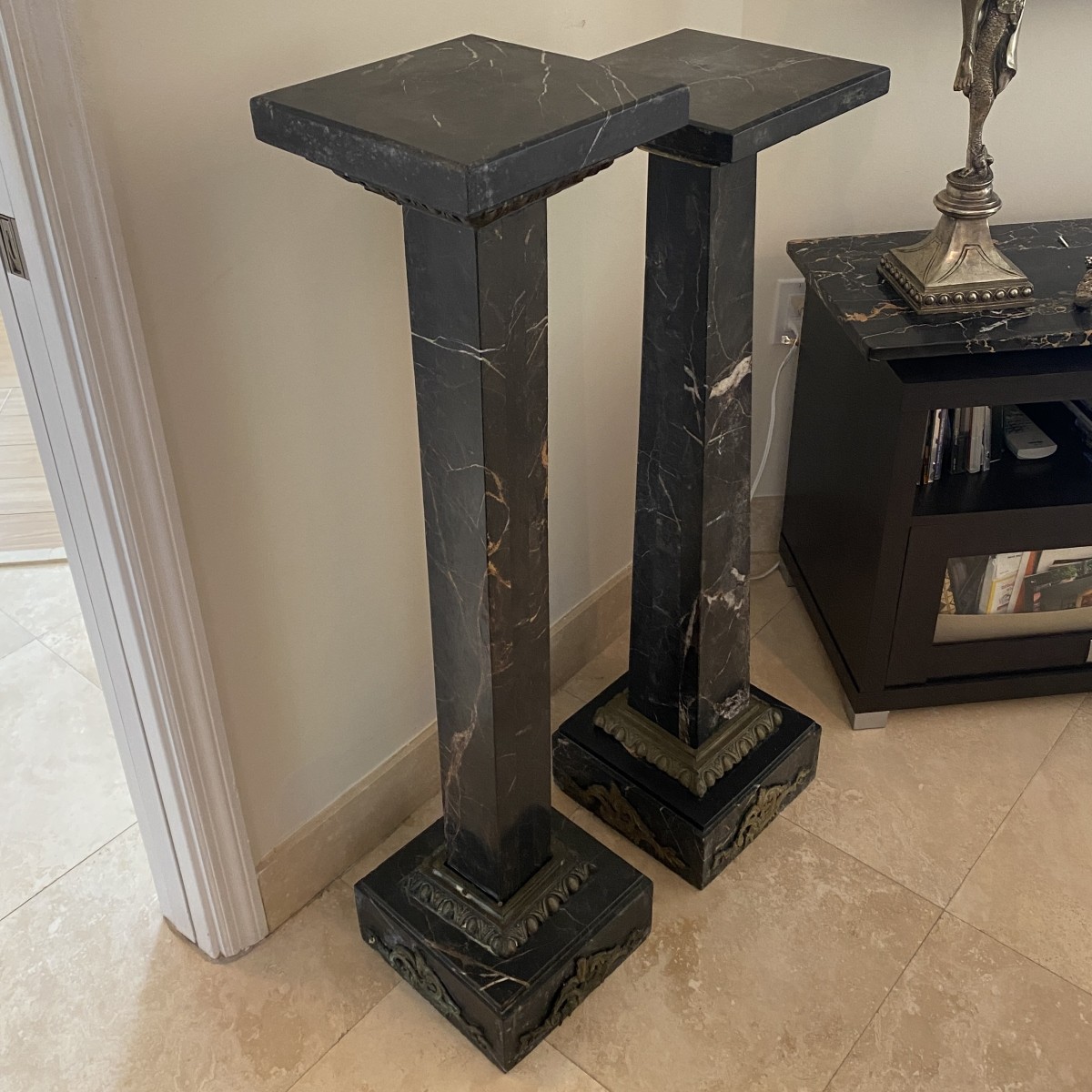 (2) French Empire Style Marble Pedestals