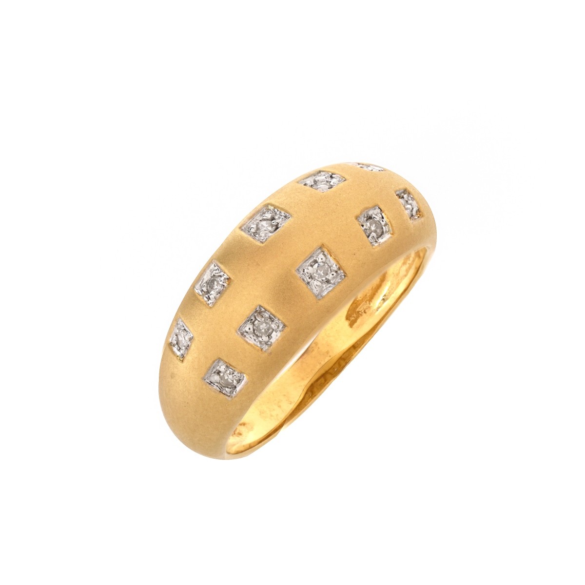 Diamond and 14 Karat Yellow Gold Ring.