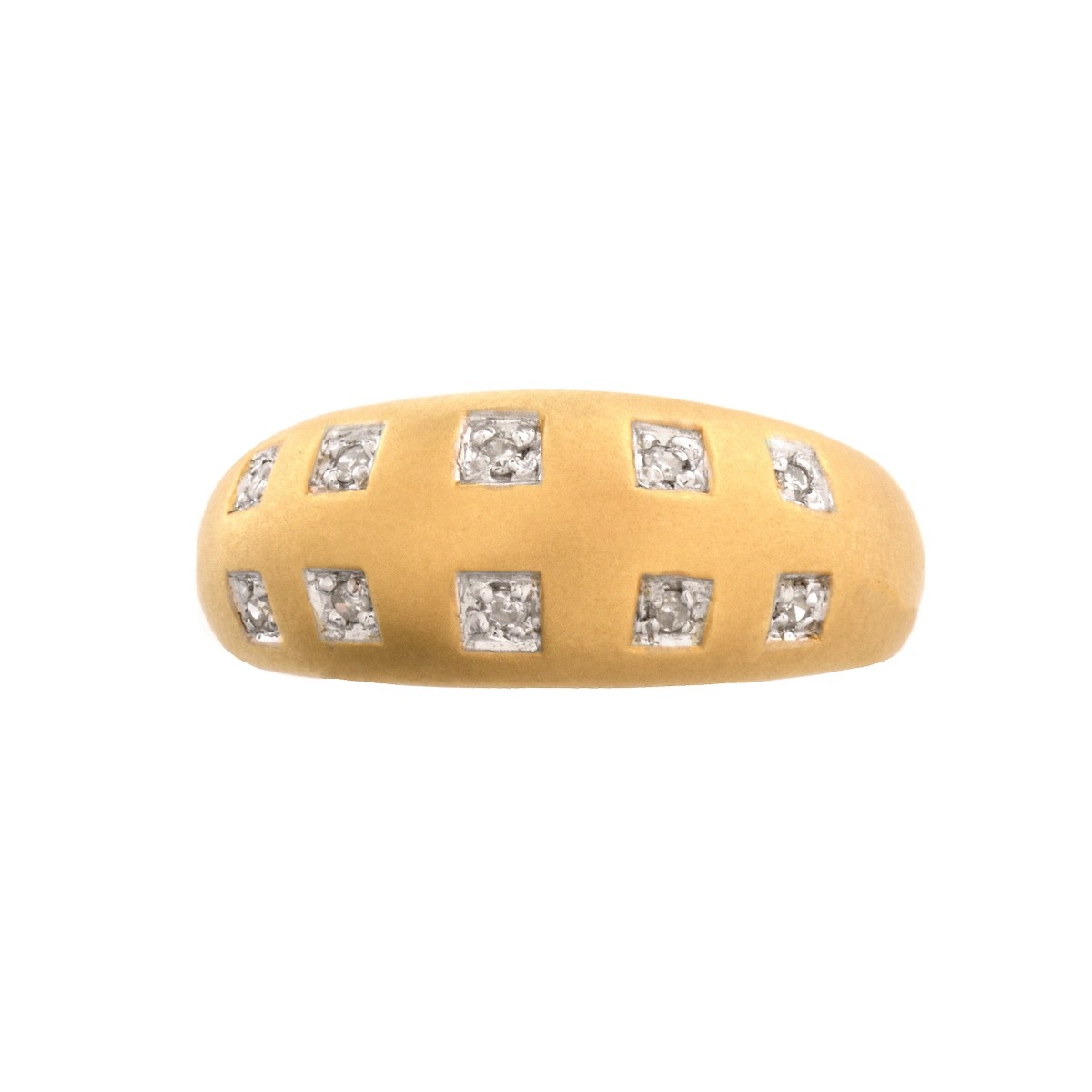 Diamond and 14 Karat Yellow Gold Ring.