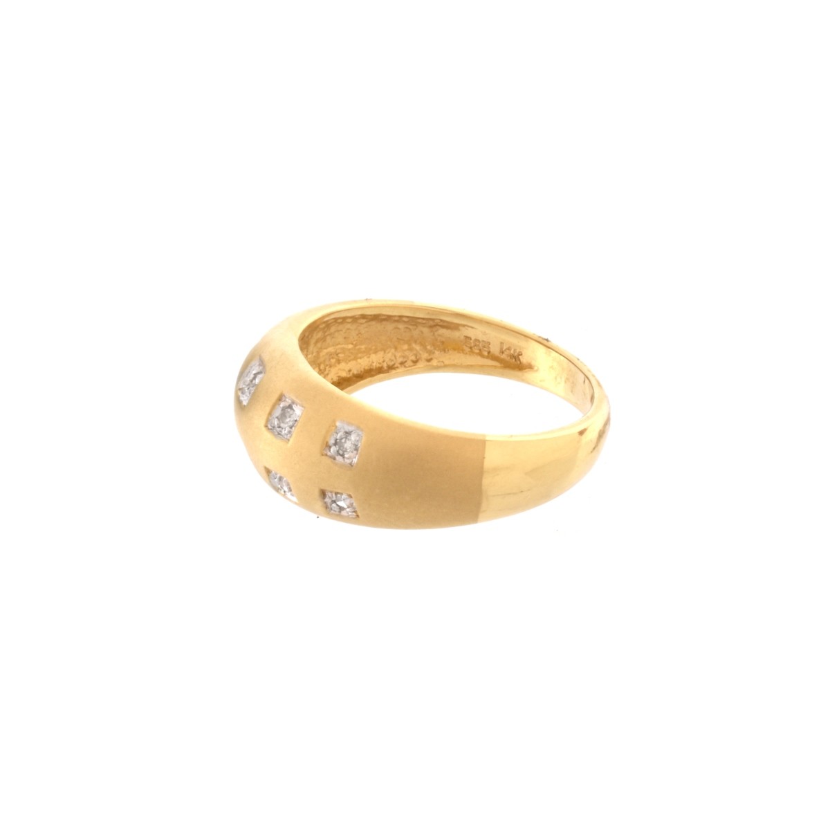 Diamond and 14 Karat Yellow Gold Ring.