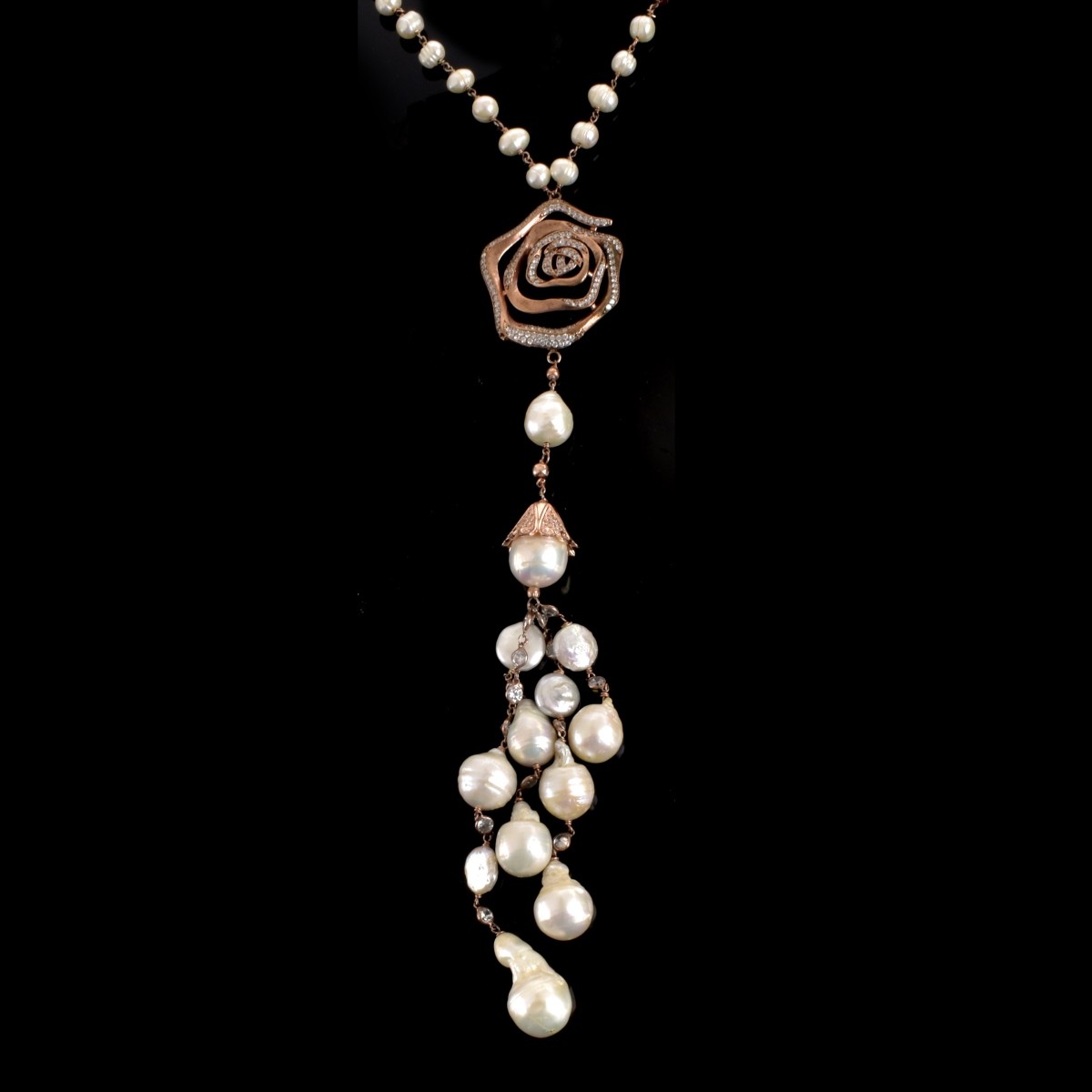 Pearl, CZ and Vermeil Necklace