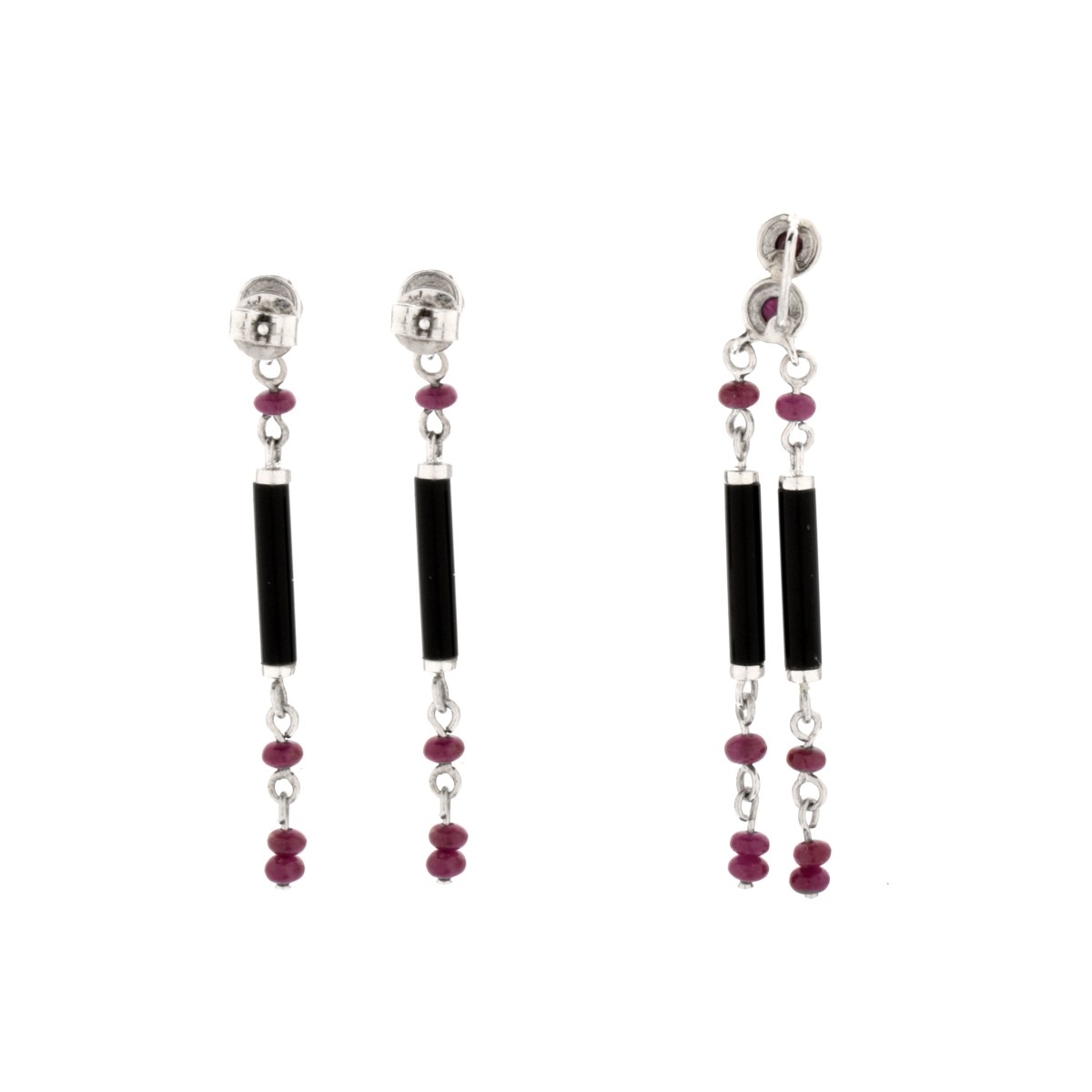 Ruby, Onyx and 18K Earrings and Pendant