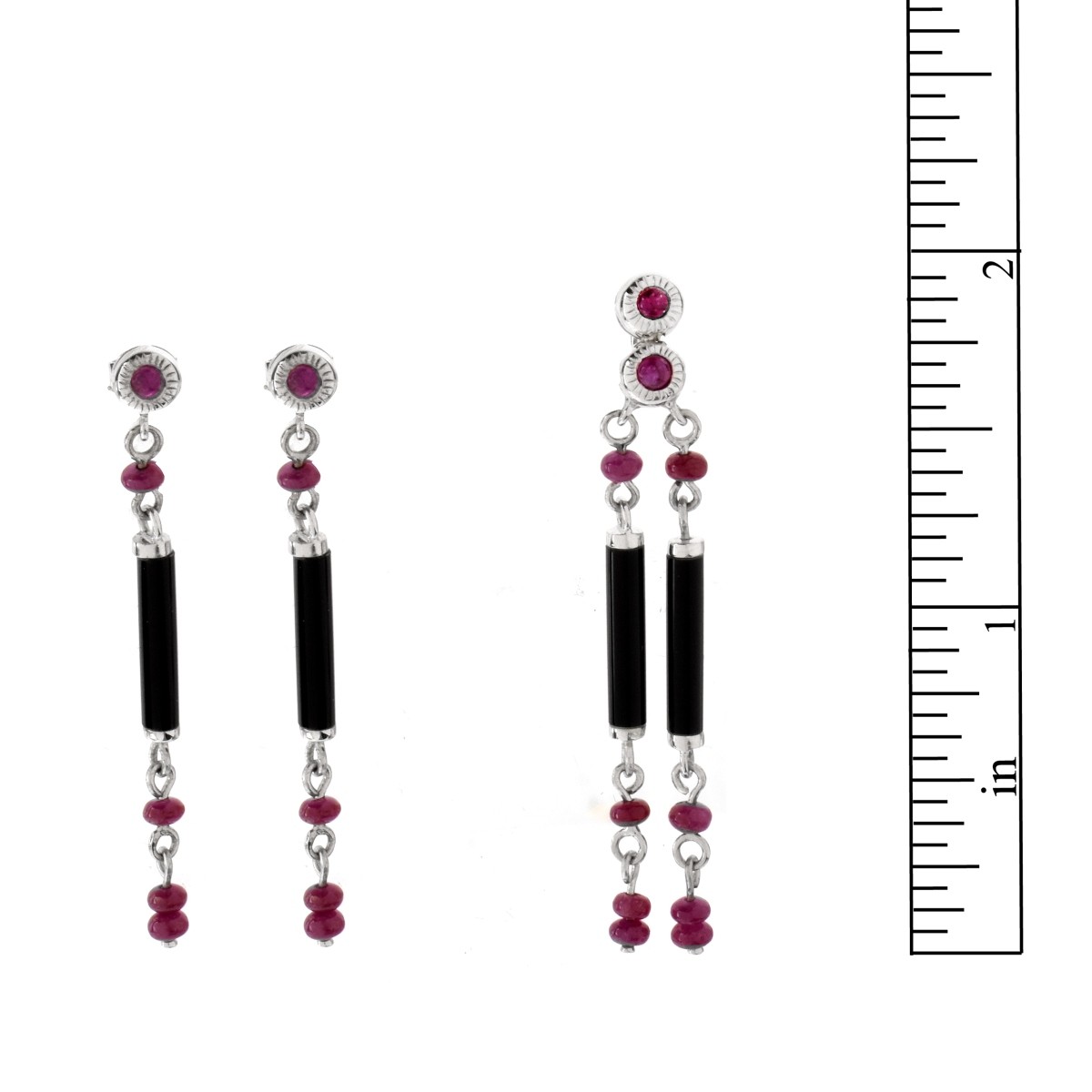 Ruby, Onyx and 18K Earrings and Pendant