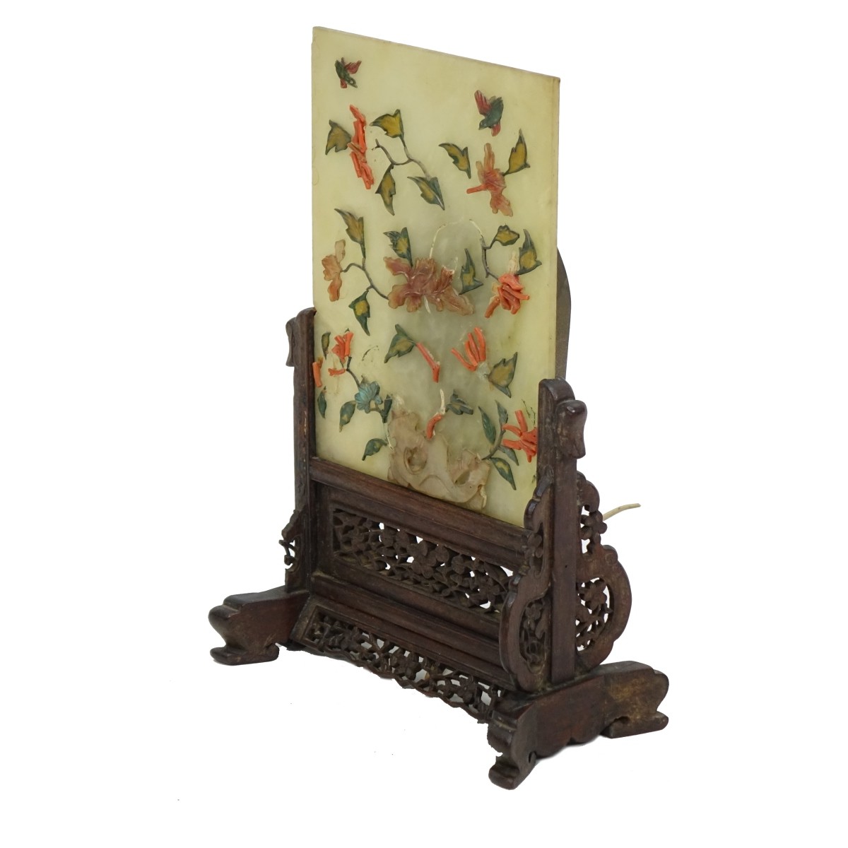 Antique Chinese Gemstone Table Screen