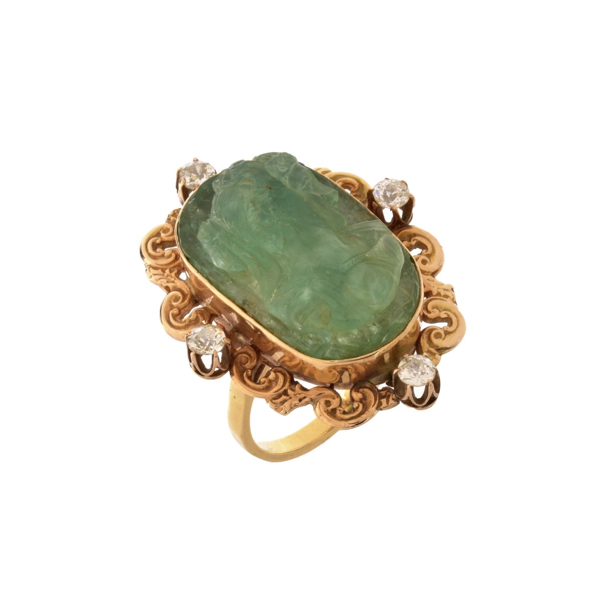 Emerald, Diamond and 14K Ring