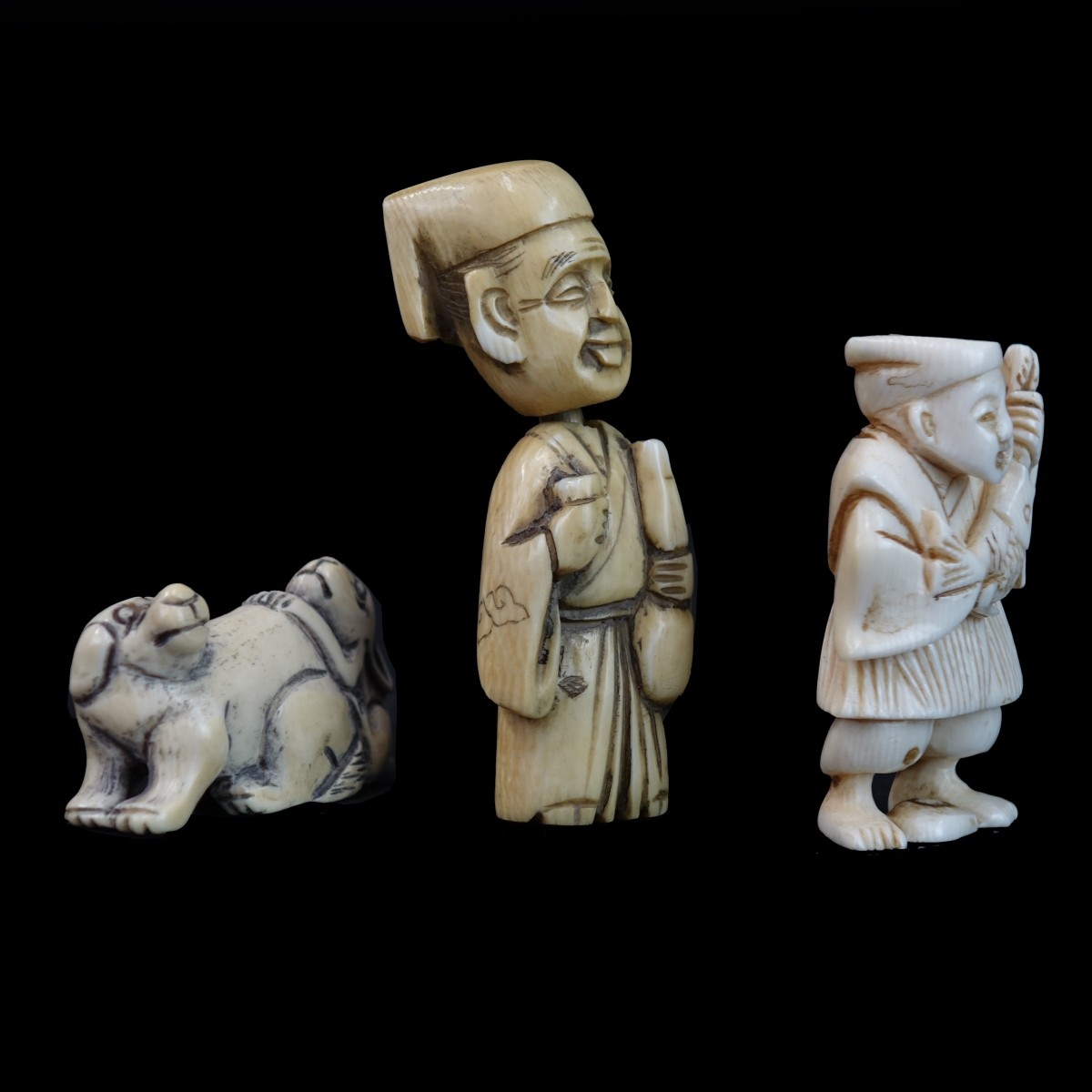 (3) Japanese Netsuke Figures