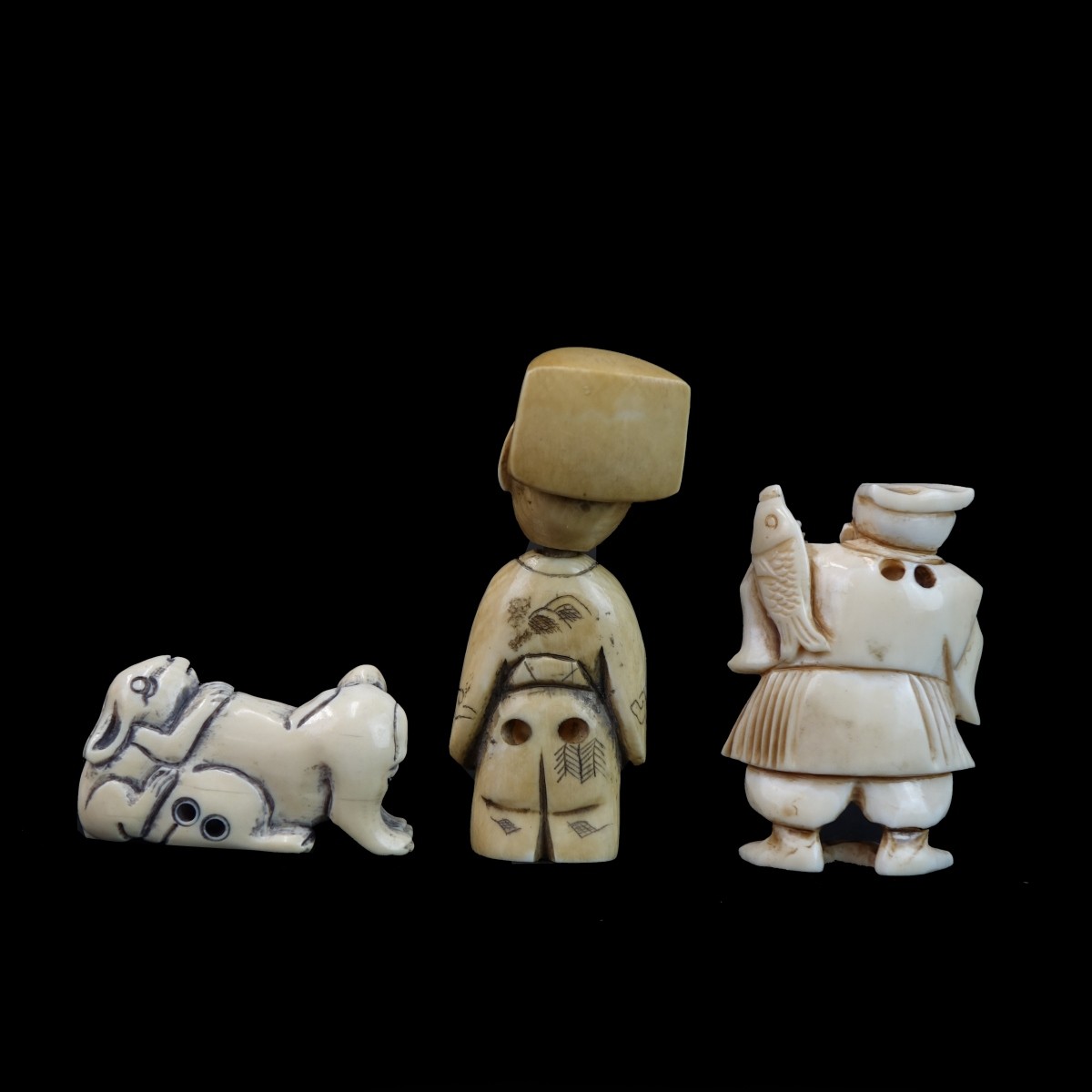 (3) Japanese Netsuke Figures