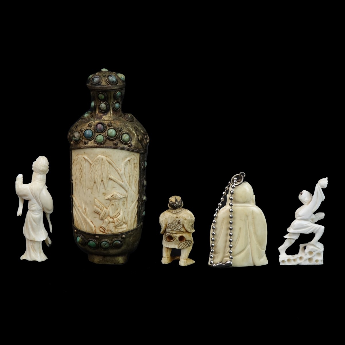 Tibetan Snuff Bottle w/ Chinese Carved Figures