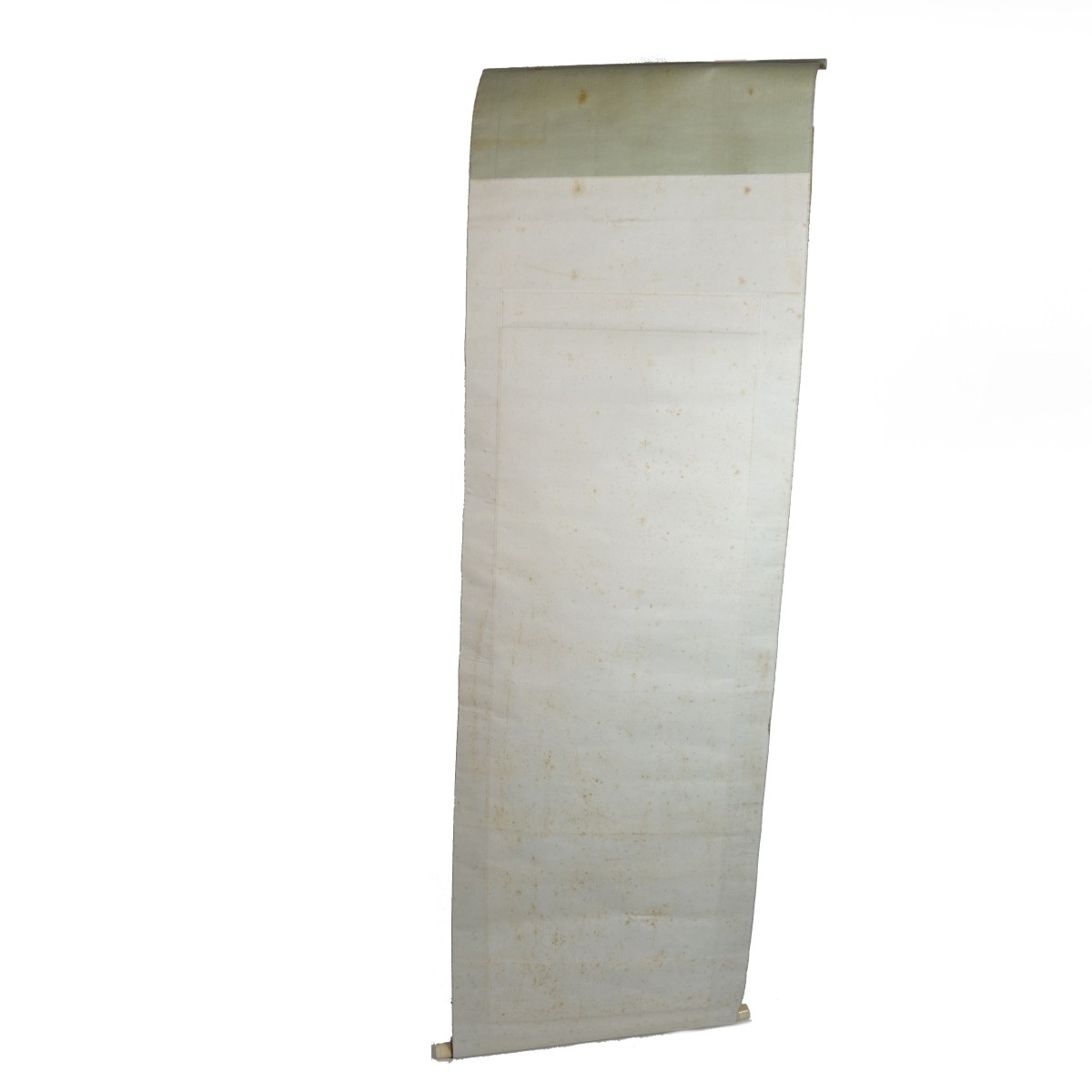 19th C. Chinese Silk Scroll w/ Bone Mounts