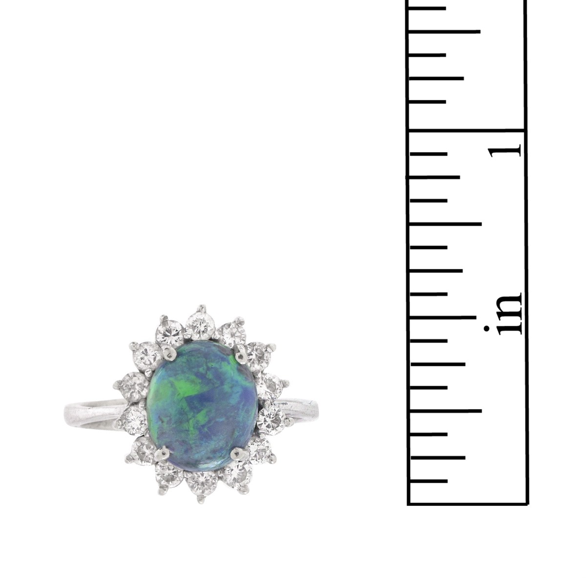 Opal, Diamond and 18K Ring