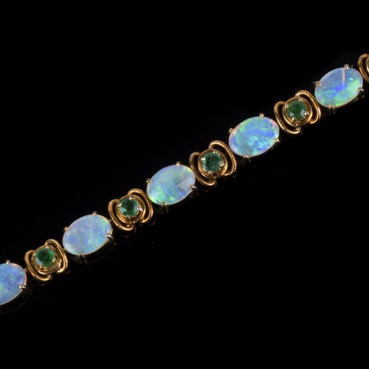 Opal, Emerald and 14K Bracelet