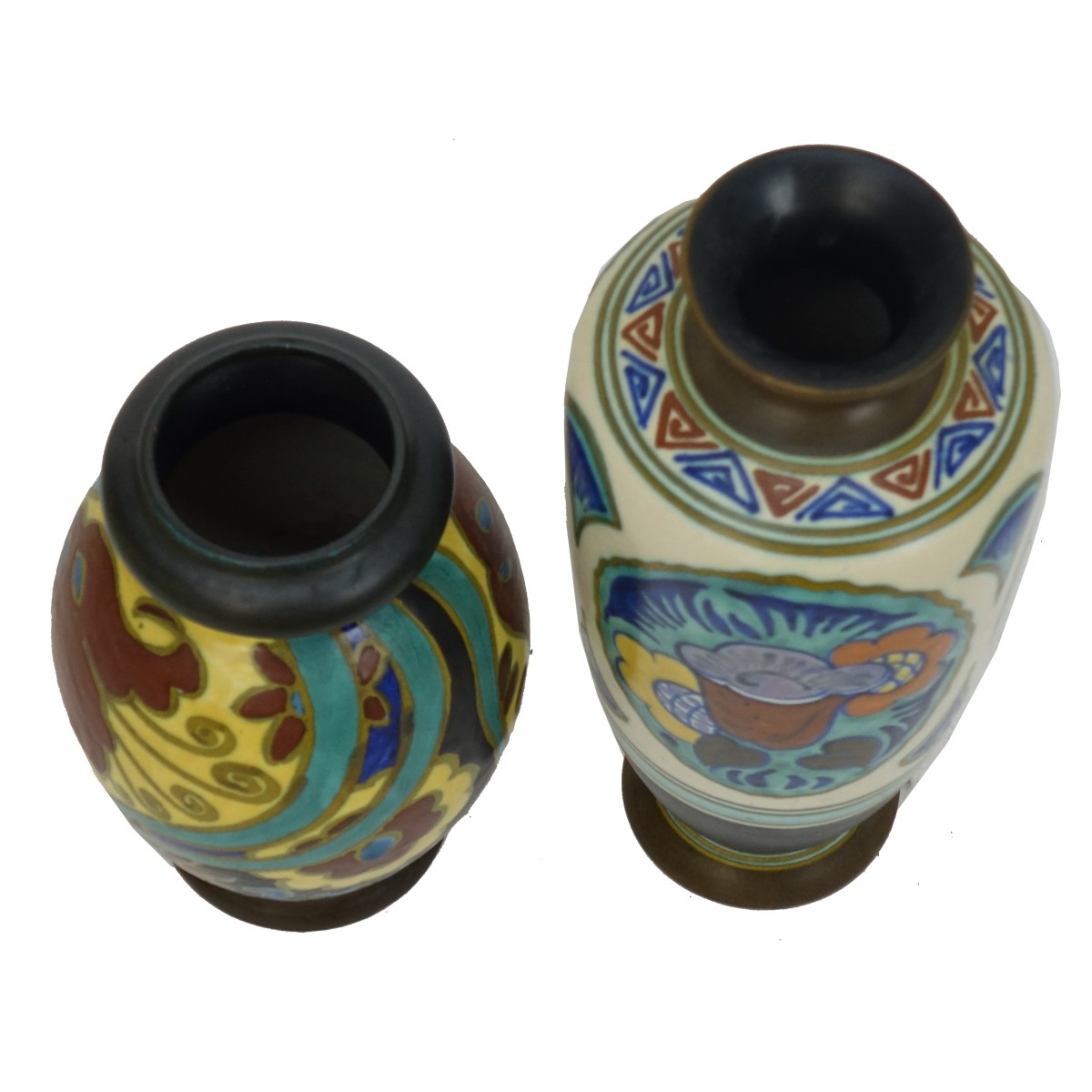 (2) Gouda Art Deco Pottery Vases