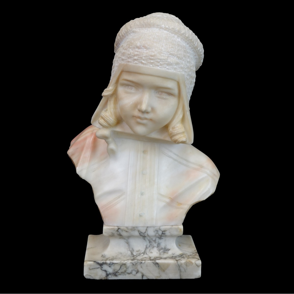 20th C. Alabaster Bust of a Young Girl