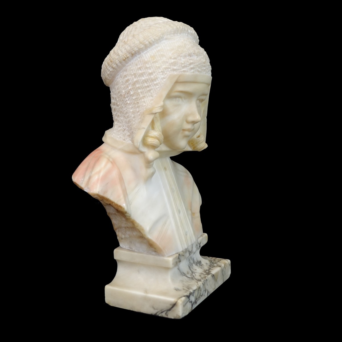 20th C. Alabaster Bust of a Young Girl