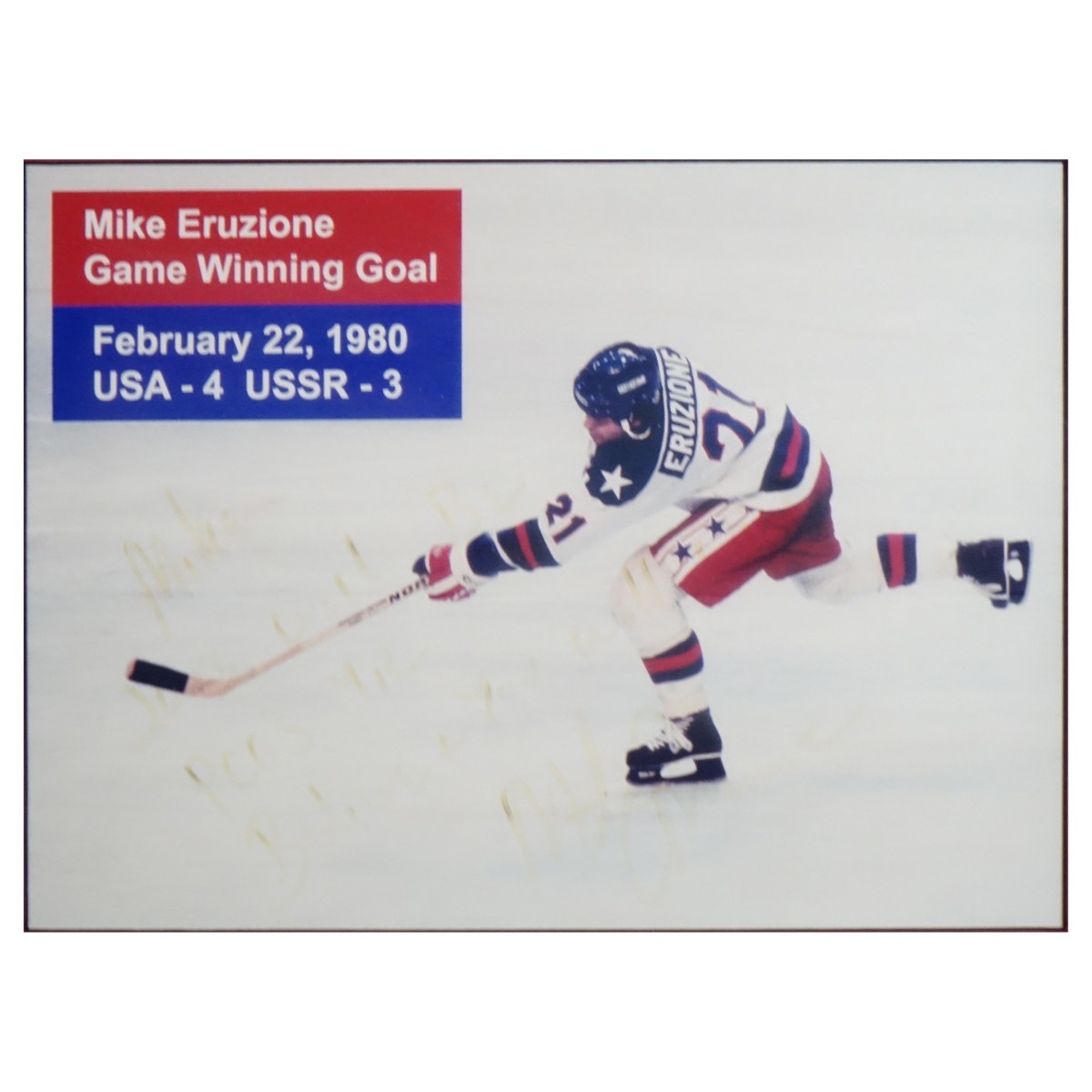 Hand Signed Mike Eruzione Photograph