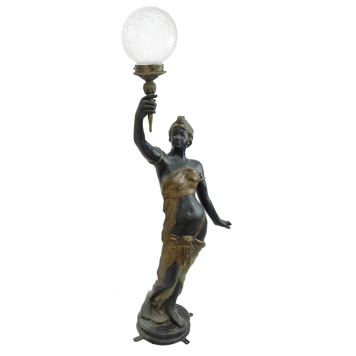 Large 20th C. Bronze Figural Lamp