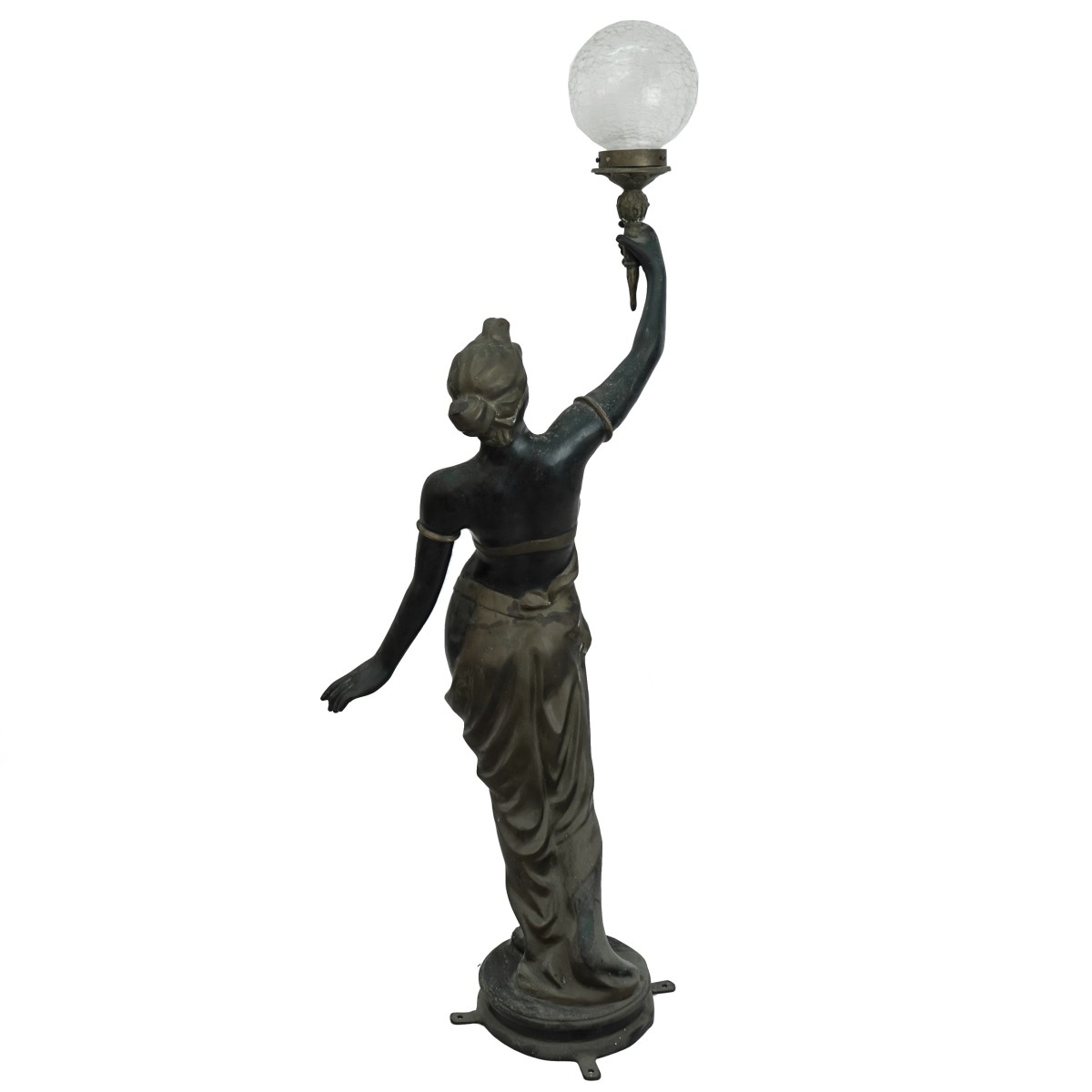 Large 20th C. Bronze Figural Lamp