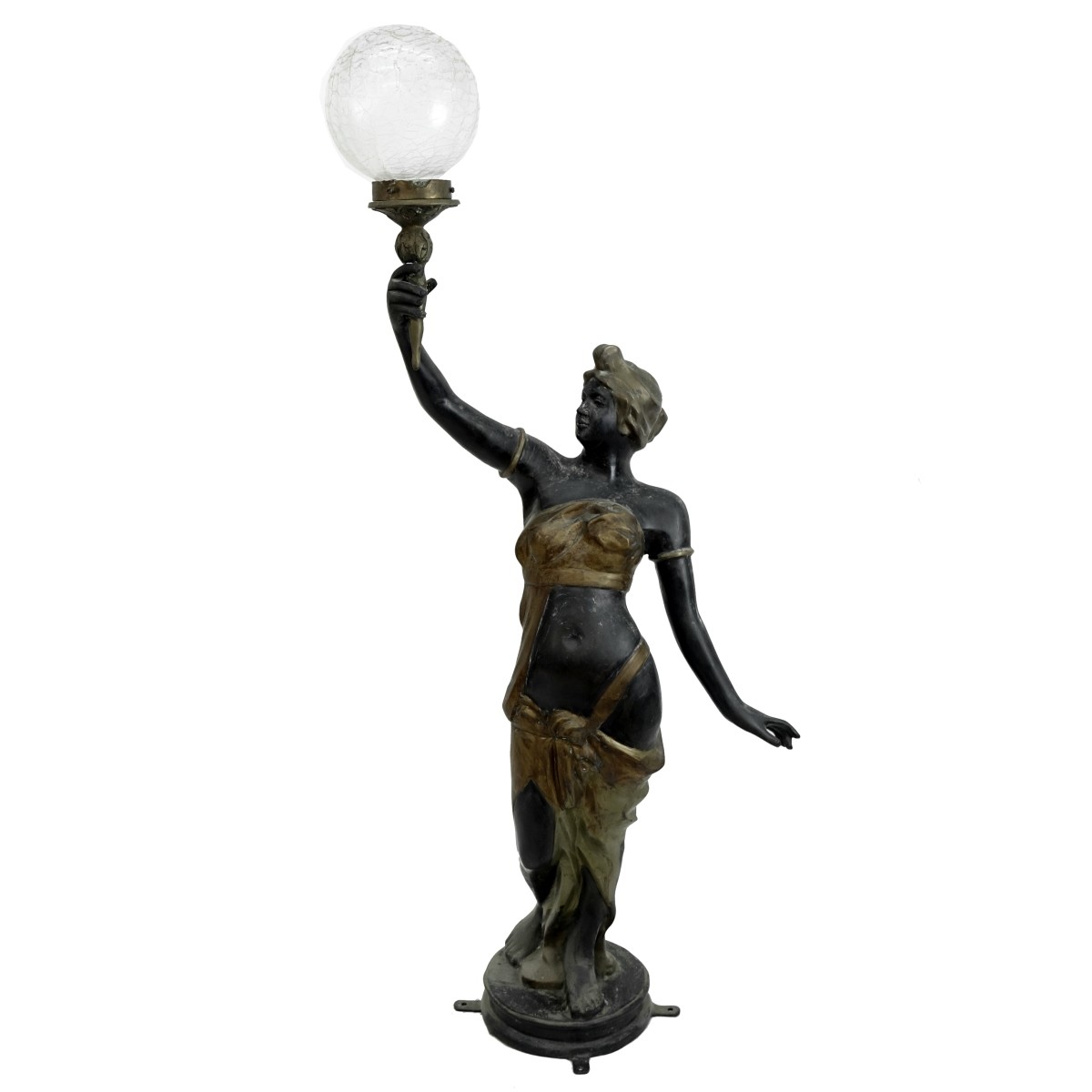 Large 20th C. Bronze Figural Lamp