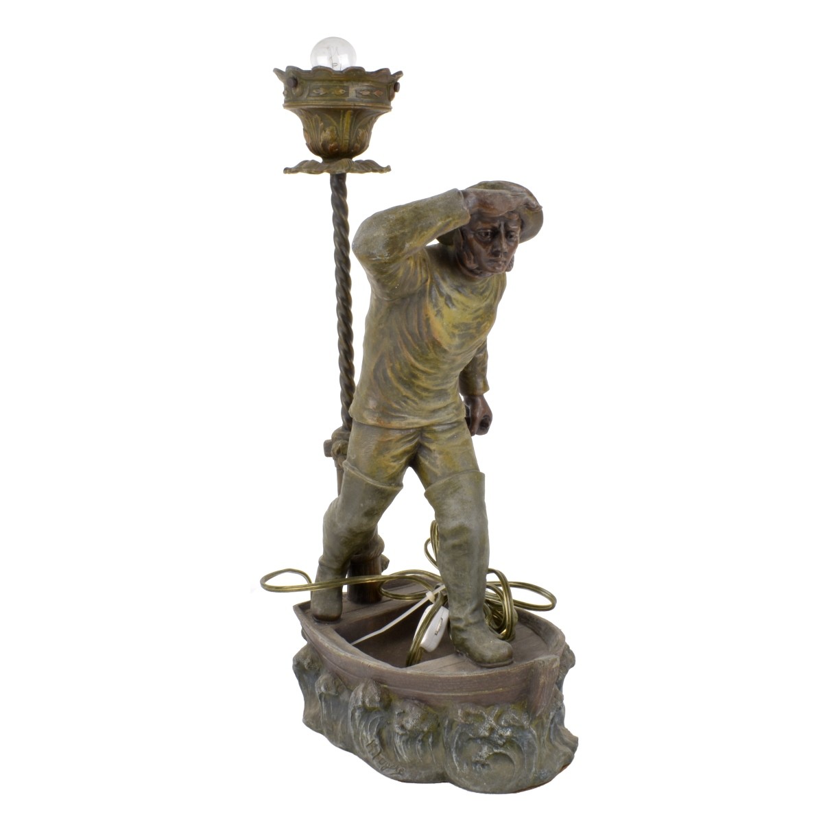 Antique French Spelter Sculpture as a Lamp