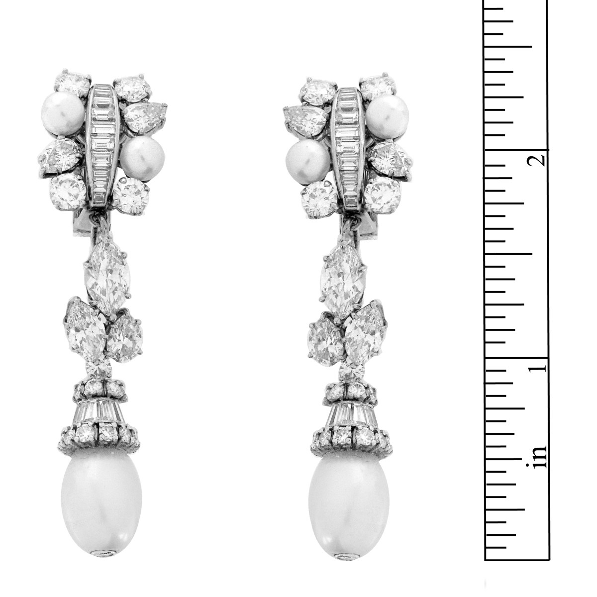GIA Natural Pearl and Diamond Earrings